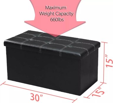 BANQUETA BAUL PUFF BAUL NEGRO - 4
