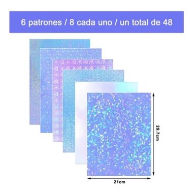 48 HOJAS LAMINADO FRIO HOLOGRAFICO - 2