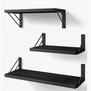 REPISAS FLOTANTES ESTANTE DE MADERA NEGRA - 1