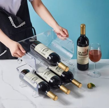SOPORTE PARA TRES BOTELLAS DE VINO APILABLES REFRIGERADOR - 5