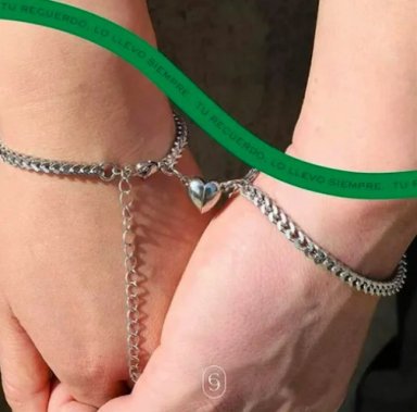 PULSERAS PARA PAREJAS CON CORAZON MAGNE TICO DE ACERO - 2