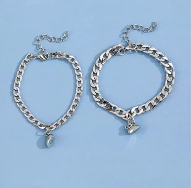 PULSERAS PARA PAREJAS CON CORAZON MAGNE TICO DE ACERO - 4