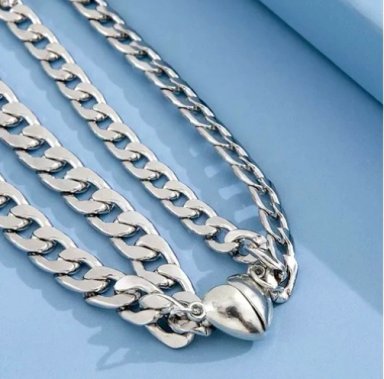 PULSERAS PARA PAREJAS CON CORAZON MAGNE TICO DE ACERO - 5