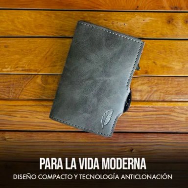 BILLETERA INTELIGENTE DE CUERO CON TARJETERO GRIS - 2