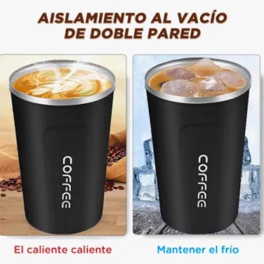 TERMO PARA CAFE VASO TE RMICO PORTATIL 380ML NEGRO - 5