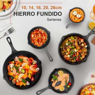 SARTENES DE HIERRO FUNDIDO JUEGO DE SARTENES 5 PIEZAS - 2