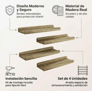REPISAS FLOTANTES PARA NIÑOS DE MADERA - 2