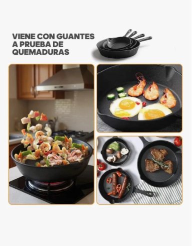 SARTENES DE HIERRO FUNDIDO 4 PIEZAS - 3