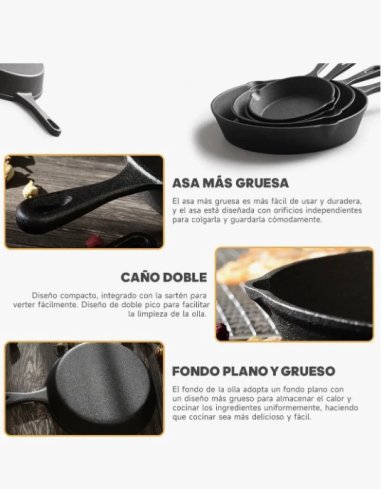 SARTENES DE HIERRO FUNDIDO 4 PIEZAS - 4