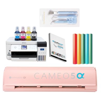 NUEVO KIT INICIO SILHOUETTE CAMEO 5Α ALPHA PINK + IMPRESORA F170 + RESMA SUBLIMACION - 1