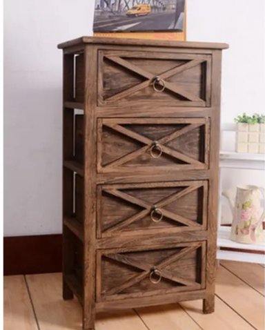 CAJONERA ROMANTICO MADERA 4 CAJONES CAFÉ COMODA - 2