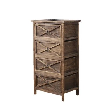 CAJONERA ROMANTICO MADERA 4 CAJONES CAFÉ COMODA - 3