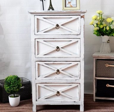 CAJONERA ROMANTICO MADERA 4 CAJONES BLANCO COMODA - 1