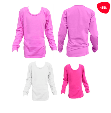 CAMISETA DE NIÑA CON POLAR COLOR LISO | 12 UNID TALLA: 5-6 / 7-8 /  9-10 / 11-12 - 1