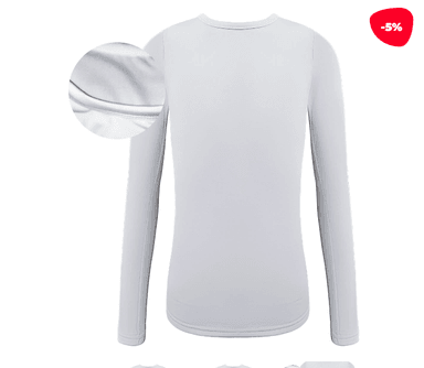CAMISETA DE NIÑO CON POLAR BLANCO CUELLO REDONDO TALLA 5-6 7-8 9-10 11-12 | 12 UNID - 1