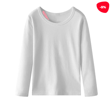 CAMISETA BLANCA DE NIÑA CON POLAR TALLAS  5-6/7-8/9-10/11-12 | 12 UNID - 1