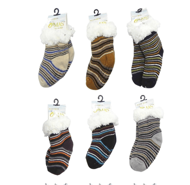 CALCETINES PANTUFLAS BEBE NIÑO CON CHIPORRO LINEAS TALLA 9-24 MESES | 12 UNID - 1
