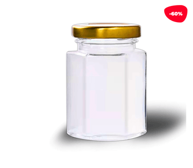 FRASCO DE VIDRIO LISO CON TAPA ALUMINIO DORADO 10X5.7CM 200ML - 1