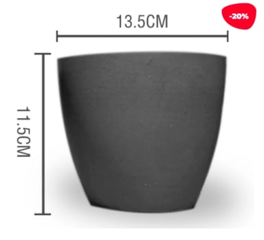 MACETERO PLASTICO CILINDRO LISO GRIS OSCURO 13.5X11.5CM - 1