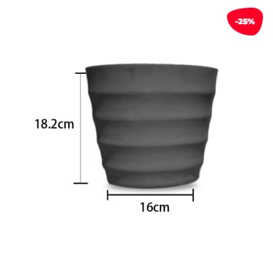 MACETERO PLASTICO CILINDRO LINEAL NEGRO 18.2X16CM - 1