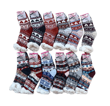 CALCETINES MUJER PANTUFLAS CON CHIPORRO DISEÑOS SURTIDO 12 UNID - 1