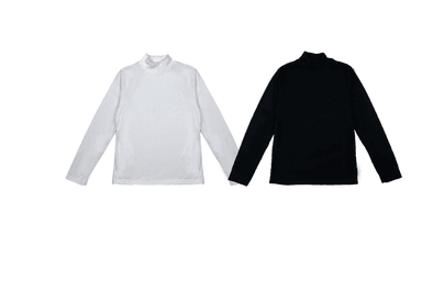 CAMISETA ALGODÓN NIÑO BLANCO Y NEGRO CUELLO BEATLE 12 UNID - 1