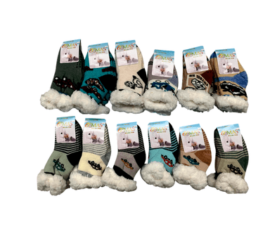 CALCETINES ALGODÓN NIÑO MULTICOLOR PANTUFLAS BEBE CHIPORRO LINEAS TALLA 9-24 MESES 12 UNID - 1