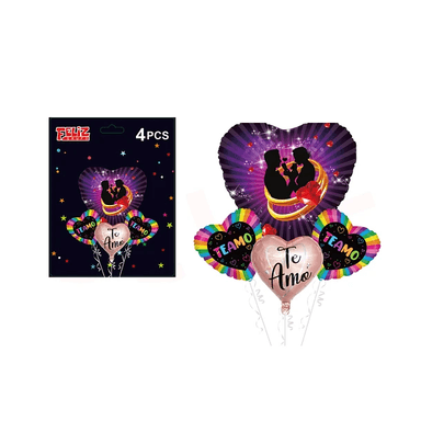 SET GLOBOS TE AMO CON PAREJA 4 PCS - 1