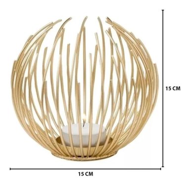 CANDELABRO PORTA VELA DORADO ESTILO NORDICO DECORATIVO - 5