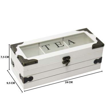 CAJA DE TE 3 DIVISIONES TAPA CON DISEÑO DECORATIVA DECOHOGAR - 6