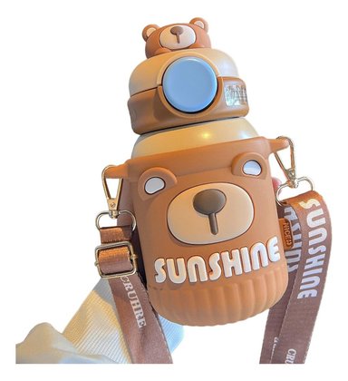 TERMO BOTELLA TERMICA DISEÑOS KAWAII CUTE 550 ML CON CORREA - 1