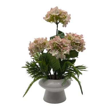 PLANTA ARTIFICIAL HORTENSIA DECORATIVA MACETERO DE CERAMICA - 1