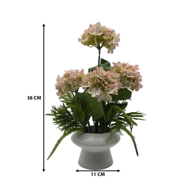 PLANTA ARTIFICIAL HORTENSIA DECORATIVA MACETERO DE CERAMICA - 7