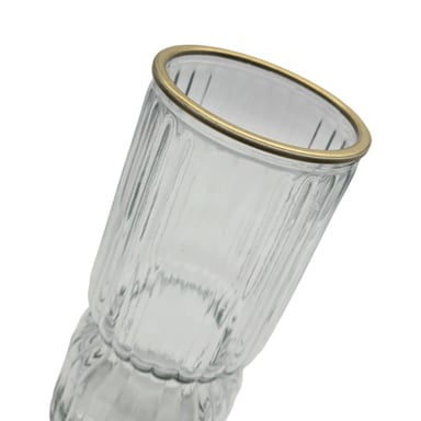FLORERO DECORATIVO DE VIDRIO CON DISEÑO BORDE DORADO - 3