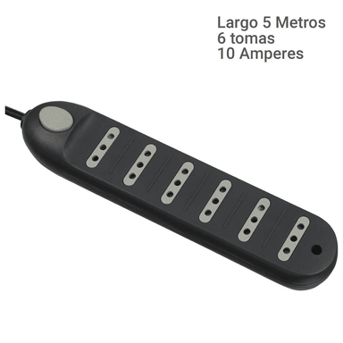 ALARGADOR 6 TOMAS 5 METROS CON SWITCH NEGRO - 3
