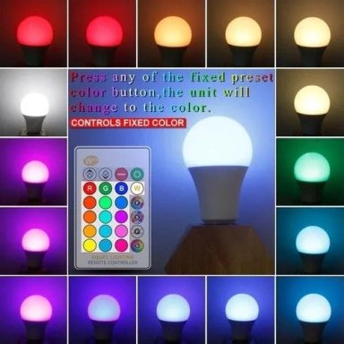 AMPOLLETA TASBEL LED RGB10W 16 COLORES CON CONTROL REMOTO - 1