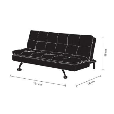 FUTÓN MDESIGN 3 CUERPOS NEGRO LORENZO 181X88X96 CM - 4