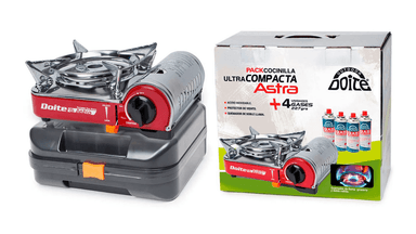 COCINILLA CAMPING 1 QUEMADOR ASTRA + 4 LATAS GAS DOITE - 1