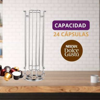 PORTA CAPSULAS DOLCE GUSTO X24 CAPSULAS GIRATORIO CAFÉ ACERO - 2