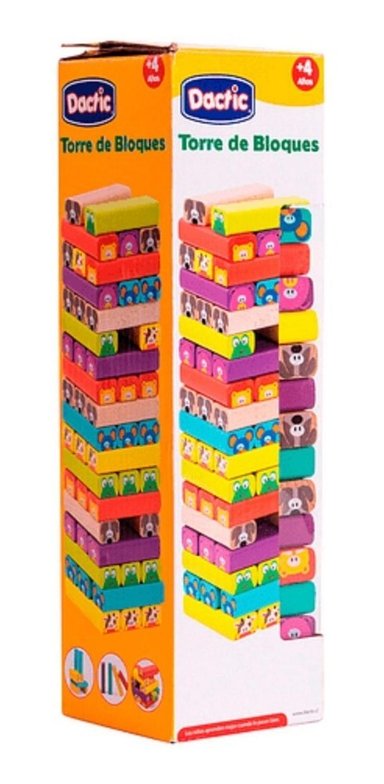 BLOQUES DACTIC BLANCO TORRE DE BLOQUE O JENGA DE MADERA MULTICOLOR. - 1