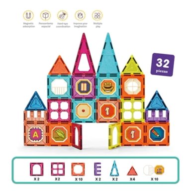 JUEGO DE CONSTRUCCION MAGNE TICO IMAN BLOQUES NIÑOS 32PZS - 2