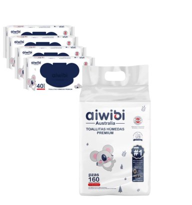 PACK TOALLAS HUMEDAS PREMIUM AIWIBI 99,91%AGUA 4X40UND - 2