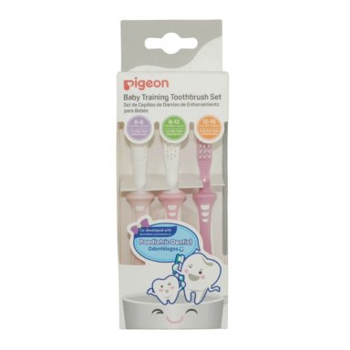 SET CEPILLO DENTAL PIGEON 3 ETAPAS APRENDIZAJE ROSA - 1