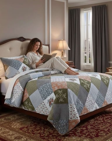 COBERTOR COLCHA QUILT SHERPA OTOÑO INVIERNO 2 PLAZAS - 2