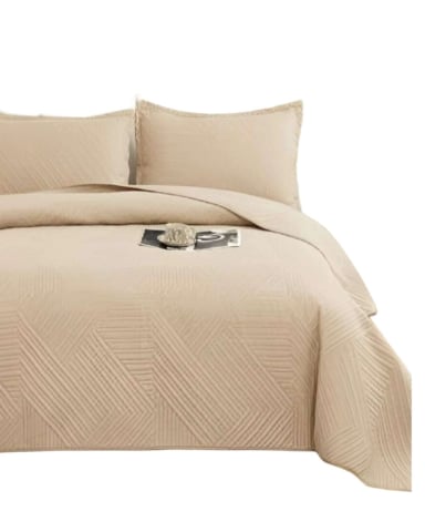 COBERTOR DE LUJO QUILT VERANO KING - SUPER KING BEIGE - 2