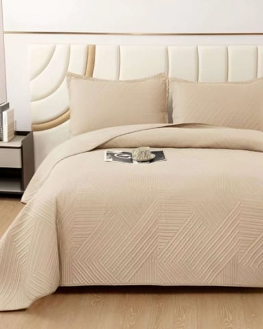 COBERTOR DE LUJO QUILT VERANO KING - SUPER KING BEIGE - 3