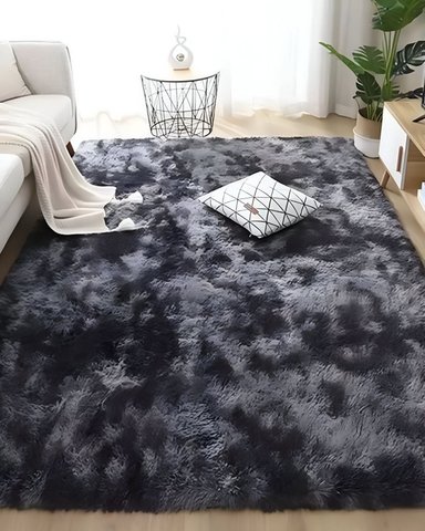 ALFOMBRA PELUDA SUAVE 200 X 300 CM CÁLIDAS EN INVIERNO NEGRO JASPEADO - 1
