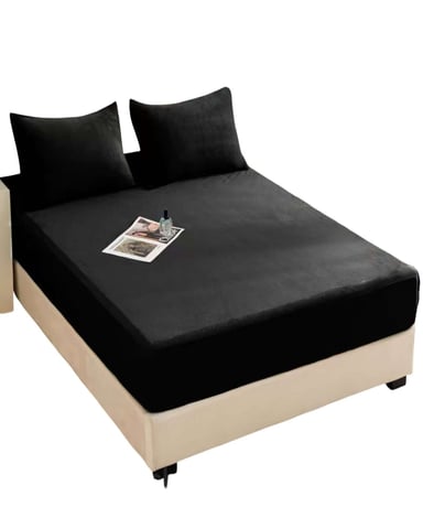 CUBRE COLCHON IMPERMEABLE PLUSH - NEGRO - 2 PLAZAS - 1
