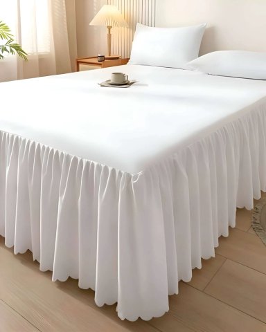 FALDON DE CAMA PARA BASE CON VOLADO 2 PLAZAS 150X200 CM BLANCO - 1