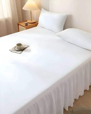 FALDON DE CAMA PARA BASE CON VOLADO 2 PLAZAS 150X200 CM BLANCO - 4